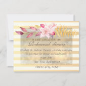 Invitation Moderne Chic Fleurs Rayées  Dîner de Répétition (Devant)