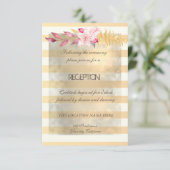 Invitation Moderne Chic Fleurs Rayées Réception (Debout devant)