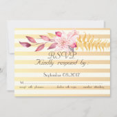 Invitation Moderne Chic Fleurs Rayées  RSVP (Devant)