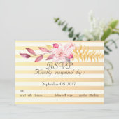 Invitation Moderne Chic Fleurs Rayées  RSVP (Debout devant)