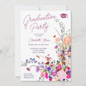 Invitation Moderne chic fleurs sauvages script graduation pho (Devant)