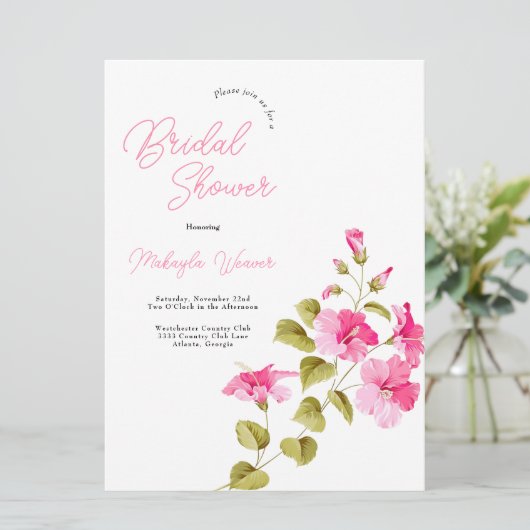 Invitation Moderne chic fleurs sauvages script nuptiale douch (Debout devant)