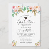 Invitation Moderne Chic Floral Gold Graduate Party (Dos)
