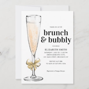 Invitation Moderne Chic Gold Brunch et Fête des mariées Bubbl