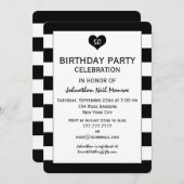 Invitation Moderne Chic Grandes Noires & Blanches Anniversair (Devant / Derrière)
