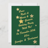 Invitation Moderne Chic Green et Gold Stars Super Vacances (Devant)