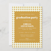 Invitation Moderne Chic Jaune Simple Dots Partie de graduatio (Devant)