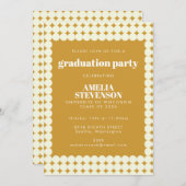 Invitation Moderne Chic Jaune Simple Dots Partie de graduatio (Devant / Derrière)