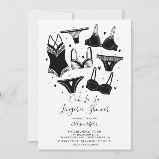 Invitation Moderne Chic Lingerie nuptiale Douche (Devant)