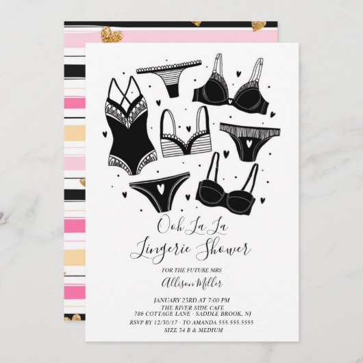 Invitation Moderne Chic Lingerie nuptiale Douche (Devant / Derrière)