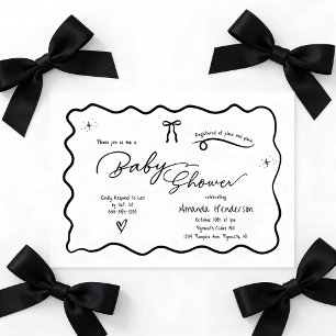 Invitation Moderne Chic Minimaliste Baby Shower Noir Blanc Nœ