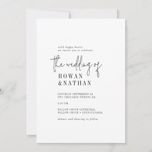 Invitation Moderne Chic noir et blanc Le Mariage de (Devant)