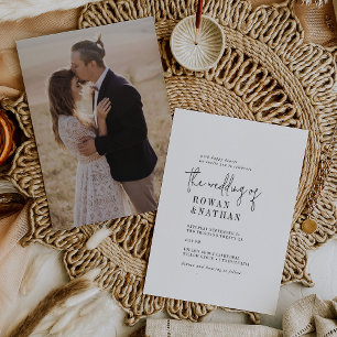 Invitation Moderne Chic noir et blanc Photo Retour Mariage