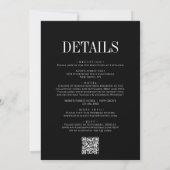 Invitation Moderne Chic noir et blanc QR Code Mariage Invita (Dos)