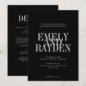 Invitation Moderne Chic noir et blanc QR Code Mariage Invita (Devant / Derrière)