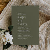 Invitation Moderne Chic Olive Green Mariage Décontracté