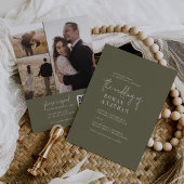 Invitation Moderne Chic Olive Green QR Code Mariage photo
