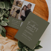 Invitation Moderne Chic Olive Green QR Code Mariage photo