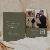 Invitation Moderne Chic Olive Green QR Code Mariage photo
