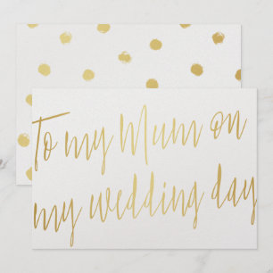 Invitation Moderne Chic Or "À ma mère le jour de mon mariage"