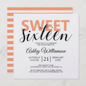 Invitation Moderne Chic Orange Blancs doux 16 (Devant / Derrière)