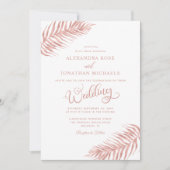 Invitation Moderne Chic Palm Leaf Rose Gold Tropical Mariage (Devant)