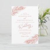 Invitation Moderne Chic Palm Leaf Rose Gold Tropical Mariage (Debout devant)