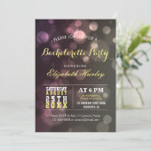 Invitation Moderne Chic Parties scintillant Bokeh Bachelorett (Debout devant)