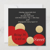 Invitation Moderne Chic Parties scintillant Rouge Or Sweet 16 (Dos)