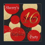 Invitation Moderne Chic Parties scintillant Rouge Or Sweet 16<br><div class="desc">Famille Invitation et amis avec ces éblouissantes invitations Sweet 16 parties qui présentent une image pois de parties scintillant rouge & or branchée placée sur un arrière - plan de tableau noir. Élégant et tranchant ! Choisissez parmi notre large sélection de polices et de couleurs d'encre pour créer vos invitations...</div>