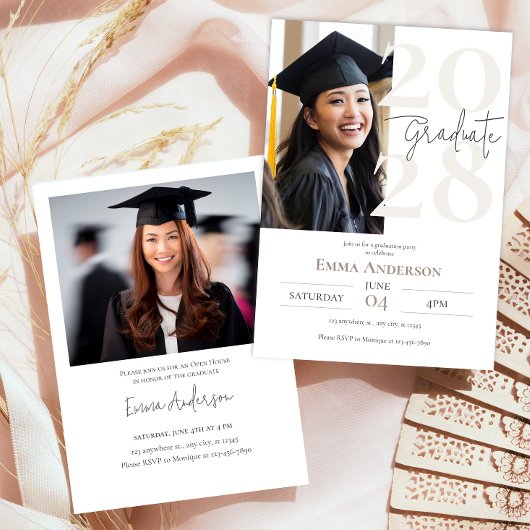 Invitation Moderne Chic Photos Graduation