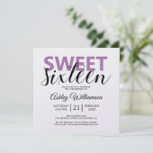 Invitation Moderne Chic Purple Blancs Doux 16 (Debout devant)