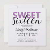 Invitation Moderne Chic Purple Blancs Doux 16 (Devant)