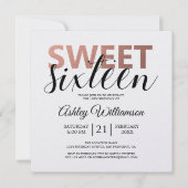 Invitation Moderne Chic rose blanc rayures rose doux 16 (Devant)
