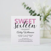 Invitation Moderne Chic rose blanc rayures rose doux 16 (Debout devant)