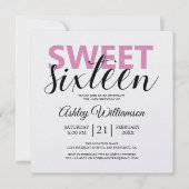 Invitation Moderne Chic rose blanc rayures rose doux 16 (Devant)