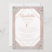 Invitation Moderne Chic Rose Gold Paint Flicks 16e anniversai (Devant)