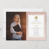 Invitation Moderne Chic Rose Parties scintillant or Photo Gra (Devant)