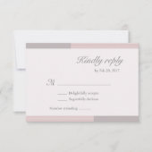 Invitation Moderne chic rose saumon blanc gris rayures rsvp (Devant)