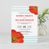 Invitation Moderne Chic Rouge Pavot Mint Turquoise Grilles Ma (Debout devant)