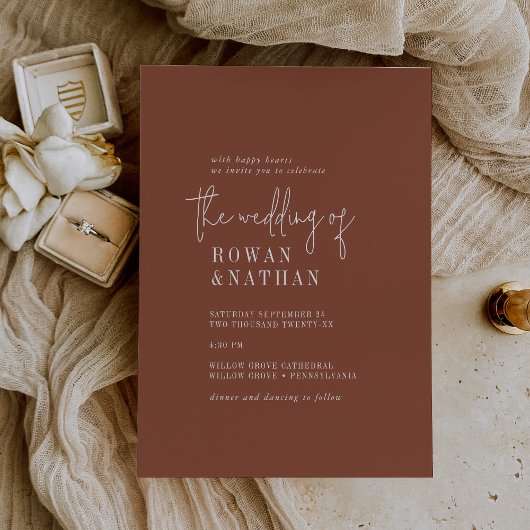 Invitation Moderne Chic Rust Terracotta Le Mariage De