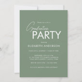 Invitation Moderne Chic Sage Green Typographie Parti de gradu (Devant)