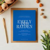 Invitation Moderne Chic Sapphire Bleu QR Code Mariage Invita