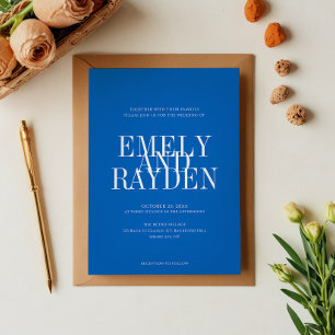 Invitation Moderne Chic Sapphire Bleu QR Code Mariage Invita