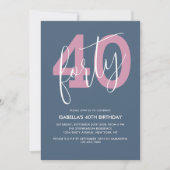 Invitation Moderne Chic Script 40e Anniversaire Élégant (Devant)