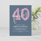 Invitation Moderne Chic Script 40e Anniversaire Élégant (Debout devant)