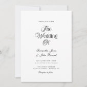 Invitation Moderne Chic Script Élégant Mariage Noir (Devant)