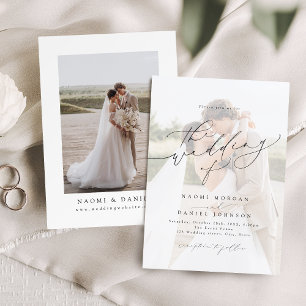 Invitation Moderne Chic Script Élégant Mariage Photo