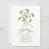 Invitation Moderne Chic Shamrock Lucky avec baby shower Bow (Devant)
