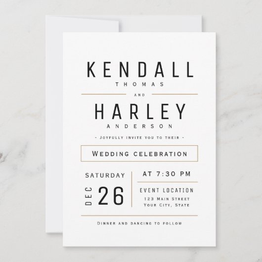 Invitation Moderne Chic Simple Typographie Mariage photo (Devant)